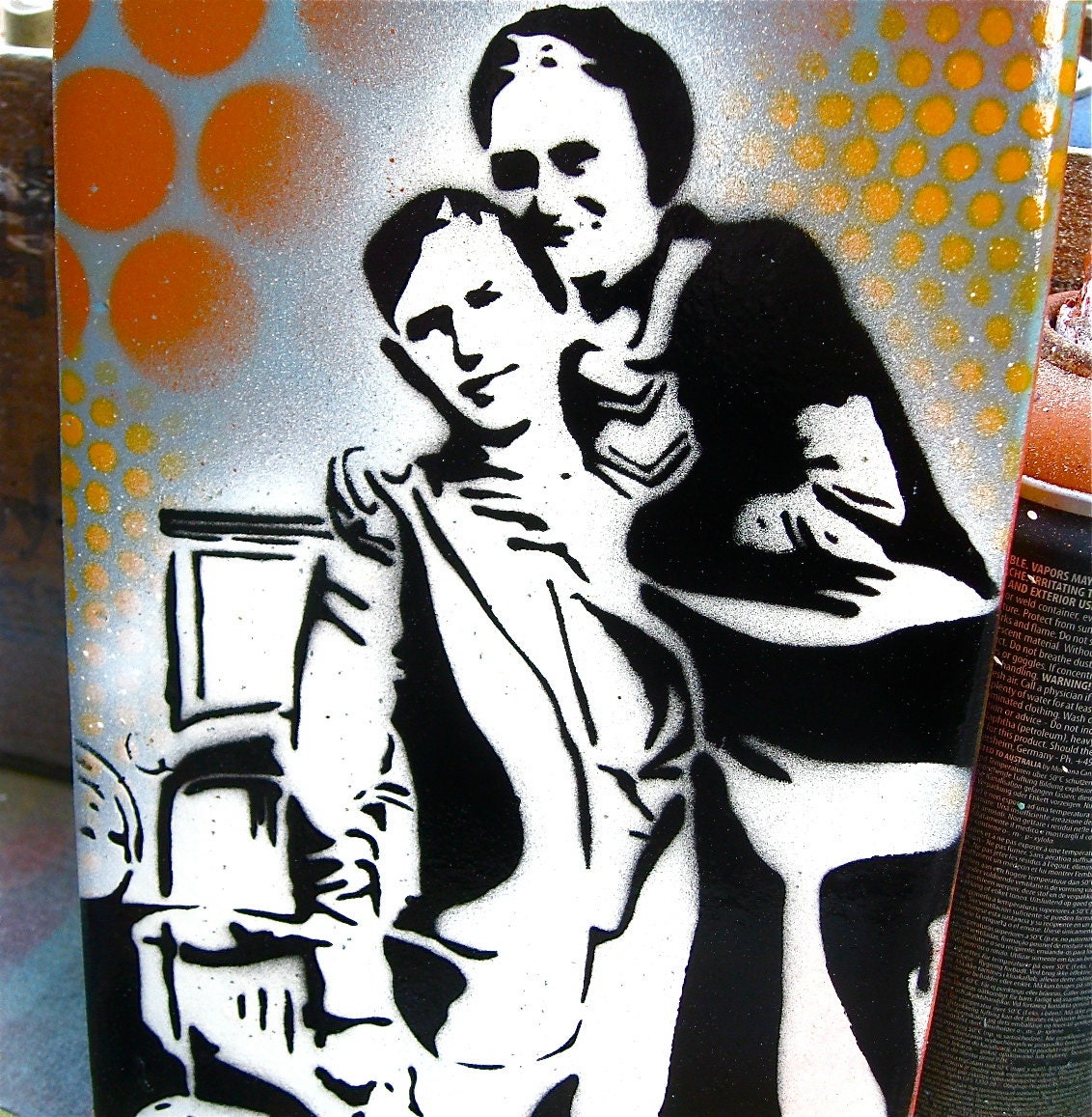Graffiti Painting on Canvas Pop Art Style Original Handmade Artwork ... Bonnie and Clyde