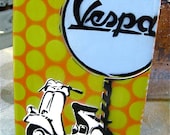 Graffiti Painting on Canvas Original Stencil Pop Art Handmade Vintage Vespa Scooter