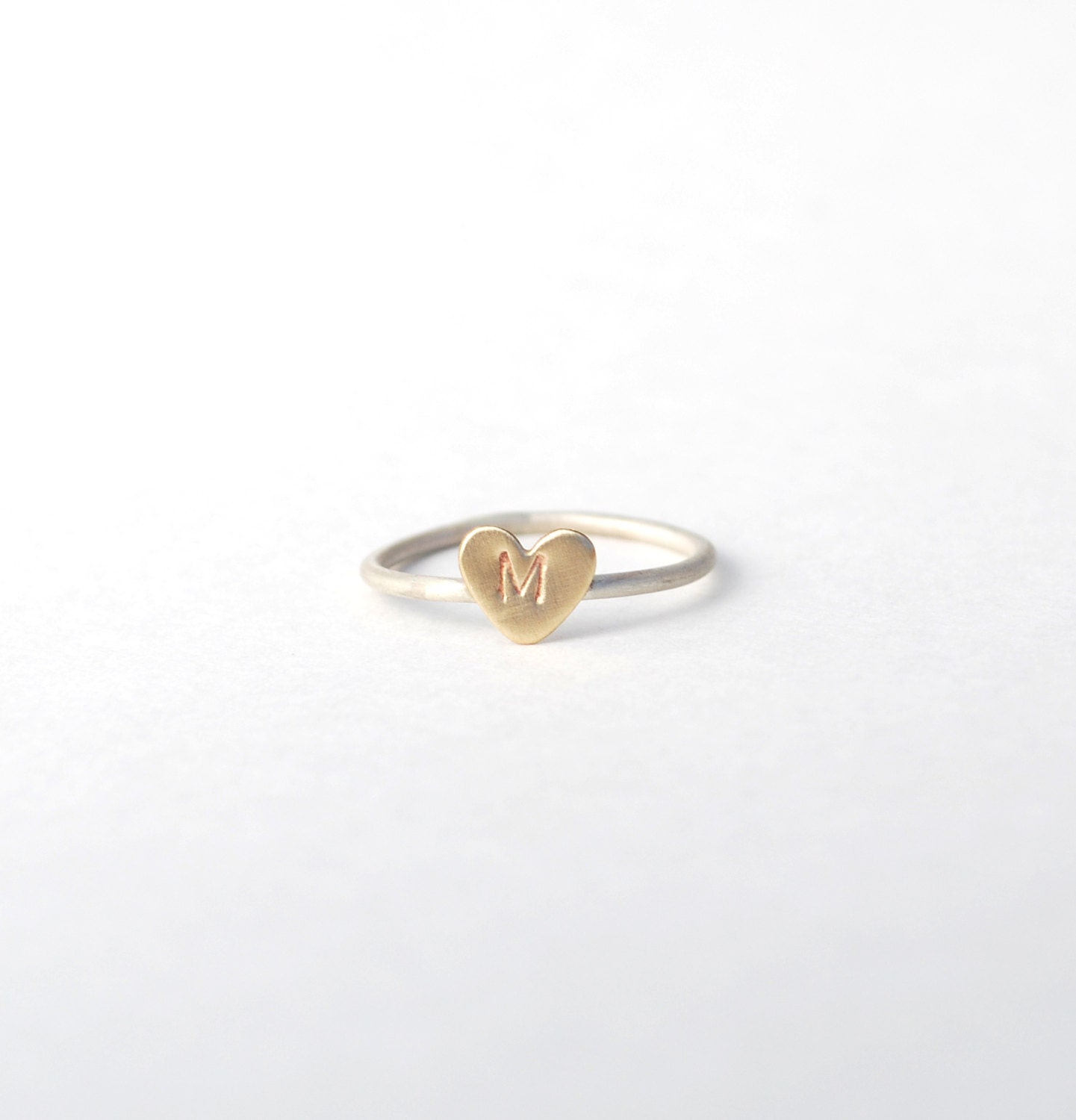 teeny tiny heart brass sterling silver ring