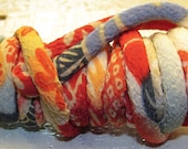 36 inches Japanese Chirimen Kimono cord, 5mm, red blue orange pink cream