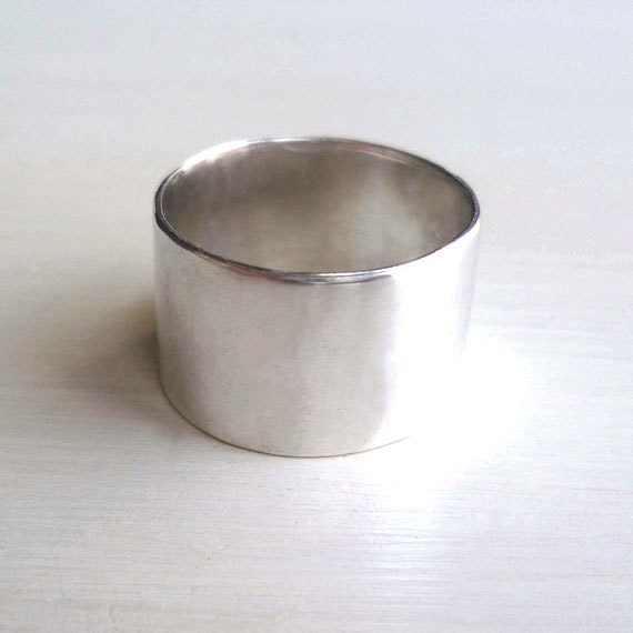 Wide Band Ring - Sterling Silver - Minimalist - Modern - Unisex - Thin - Smooth - Shiny - Hipster Jewelry