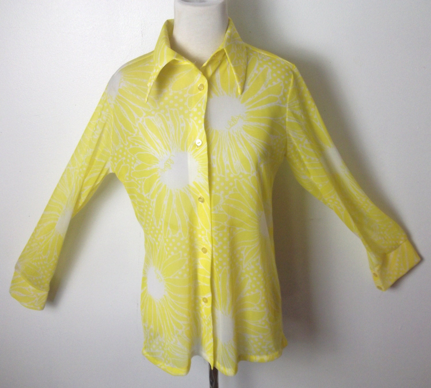 Vintage 1970's Yellow Sunburst Sheer Top