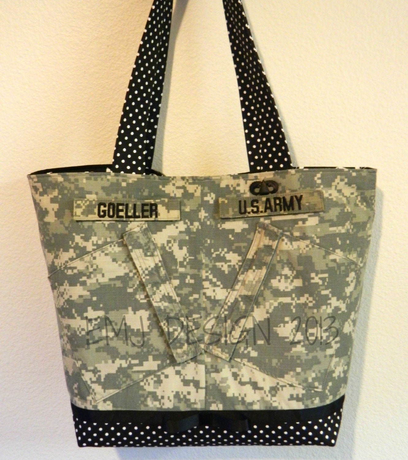Army ACU Diaper Bag - Large Tote - Made to Order - Made with your ACU top