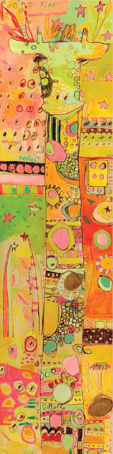 Sizzle Giraffe Canvas Print by Jennifer Mercede 48X12