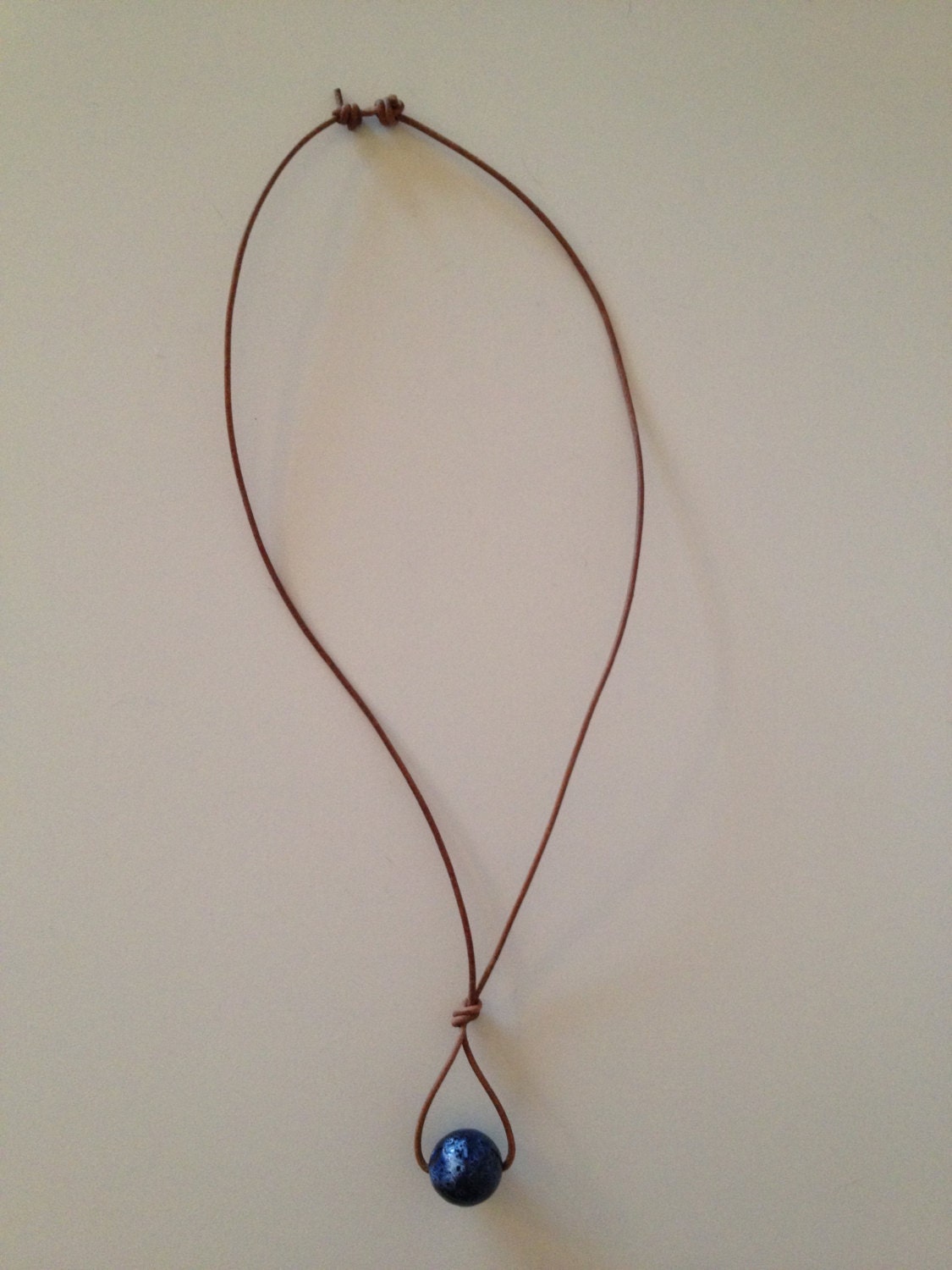 Glass Bead Necklace on Leather
