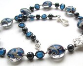 Lampwork Glass and Silver Necklace: My Heart is Blue For You Again