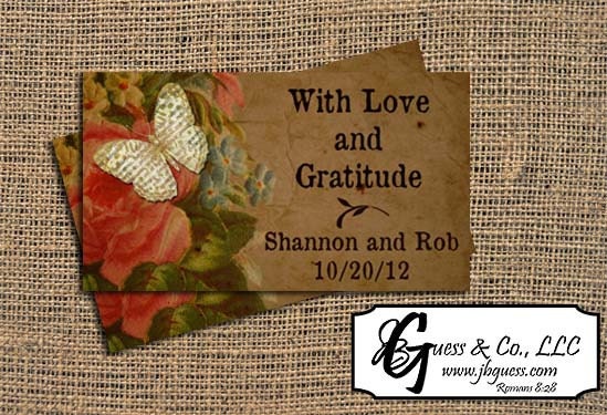 Vintage Floral Butterfly Garden Custom Printable Business Card Calling Card Wedding Favor Tag