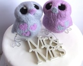 Bird Wedding Cake Topper Lilac and Grey Love Birds