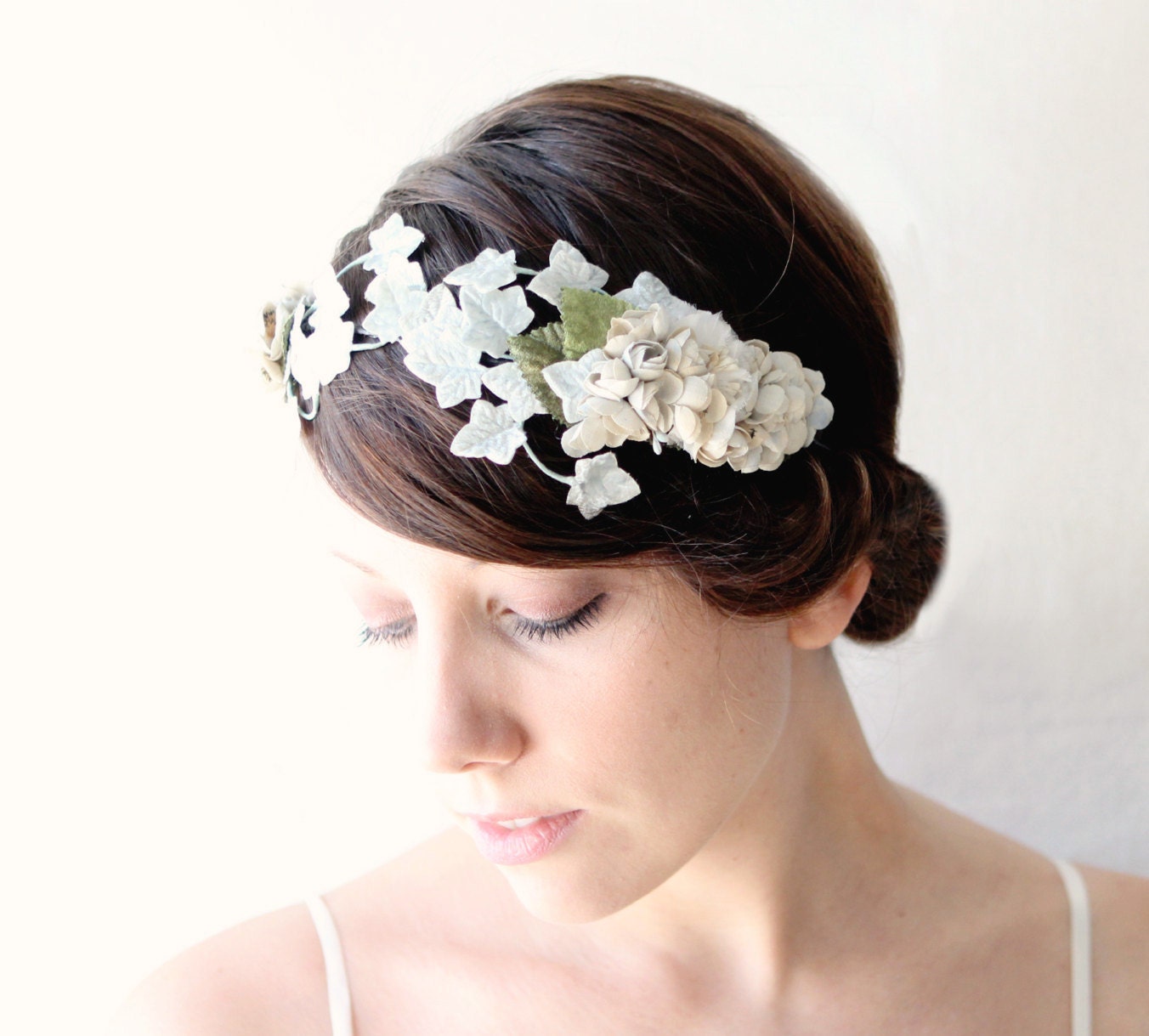 Bridal hair fascinator, Wedding headpiece, accessories, blue flower band - ICICLE IVY