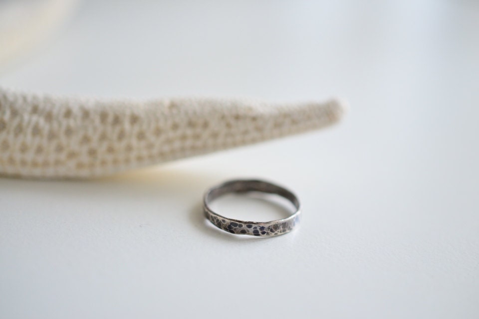 Size 4.75 Minimalist Rustic Hammered Sterling Silver Ring
