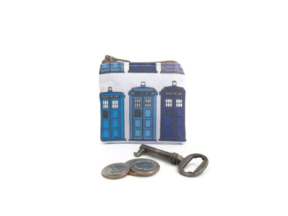 Dr Who Coin Pouch / Tiny Dr Who Pouch in Timeless Tardis