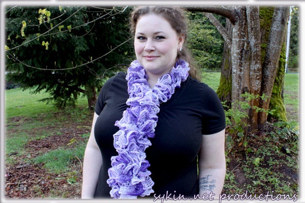 Ruffle Scarf, Pirouette Lavender, loom knit