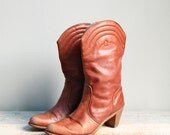 Vintage Women's Leather Dexter Boots / Stacked Heel, 1970s, 1980s - ethanollie