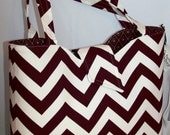 Burgundy and White Chevron Bag
