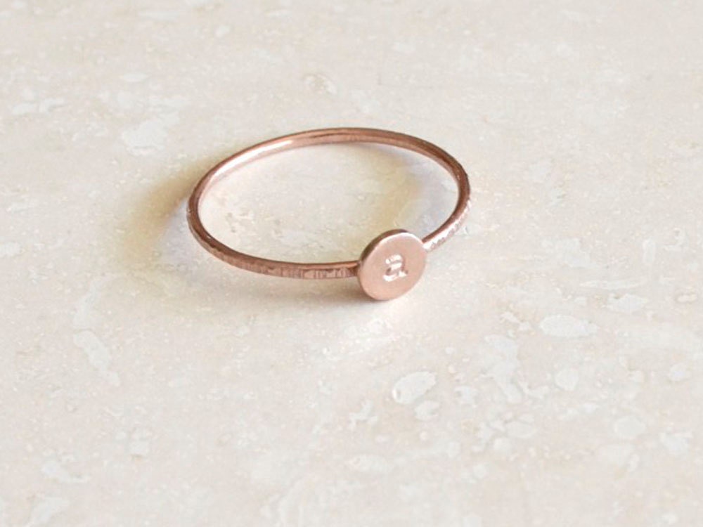 Rose Gold Monogram Ring - Stackable