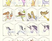 Fantasy Gift Tags, Mermaids, Unicorns, Dragons and Fairies, Set of 16