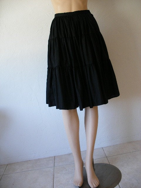 60s panel skirt, black cotton rockabilly retro full swirl three panel skirt.