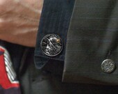 Handcrafted Cufflinks Using Rhode Island State Quarter - Free Gift Box