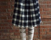 Vintage Pendleton Skirt - Size 8 - Wrap A Round - Navy Blue and White Buffalo Check- Plaid