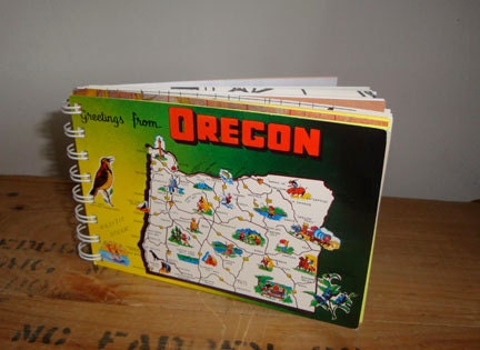 Oregon Postcard Notebook, Greetings From Oregon, vintage postcard,  pocket memo