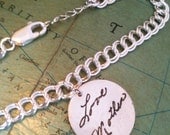 Handwriting Charm Bracelet, Customize Your Handwriting or Drawing/Artwork on a silver charm, great gift for Mothers Day, Bride or Bridesmaid