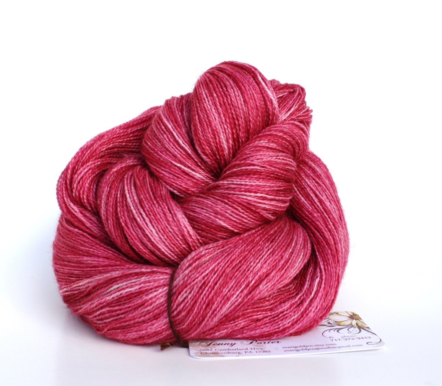 Blush--hand dyed lace weight yarn, BFL and silk, (875yds/100gm)