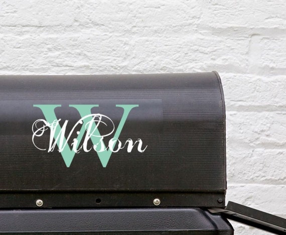 Mailbox decal Custom Monogram alphabet letter with Personalized address vinyl decal  Wedding card box or hostess housewarming