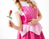 retro apron AURORA Sleeping Beauty  inspired pink APRON womens full costume apron