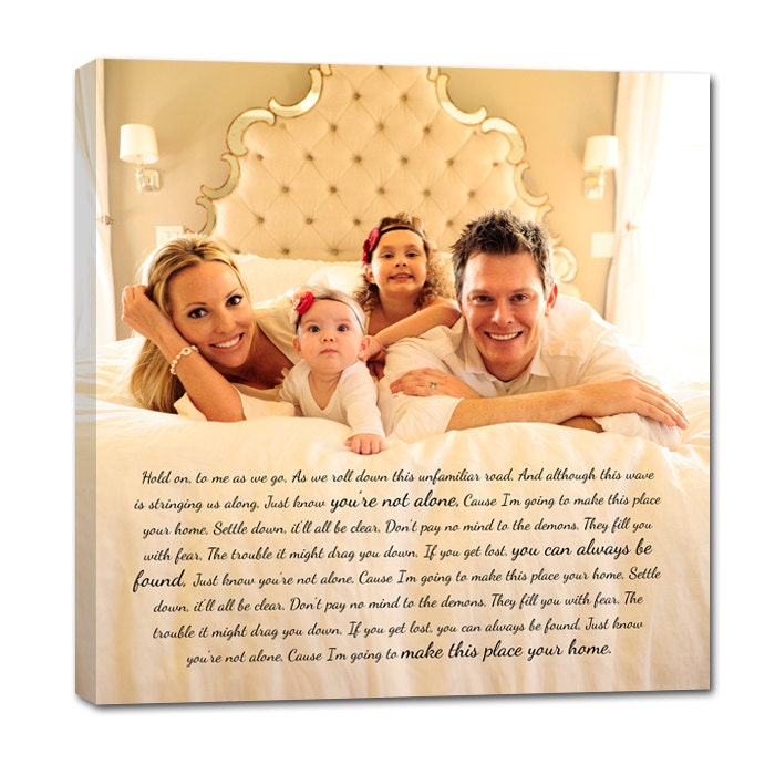 Personalized Gift for Family, text, poem or lyrics on custom personalized canvas 40X40