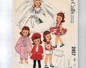 Vintage 1960s Doll Pattern McCall 24578 1/2 Inch Betsy McCall Doll Wardrobe Wedding Gown Party Dress Pajamas INCOMPLETE