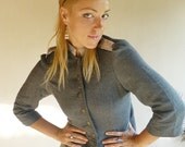Sale - 3/4 SLEEVE LINEN JACKET - Thin Suit Blazer Hippie Boho Coat Modern Formal - Grey - Size Small: Lj-Gb-2