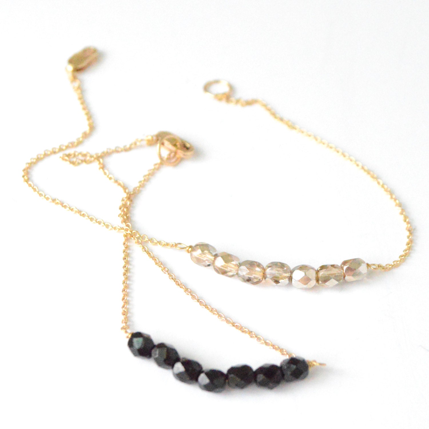 colorful beaded layering bracelets // gold