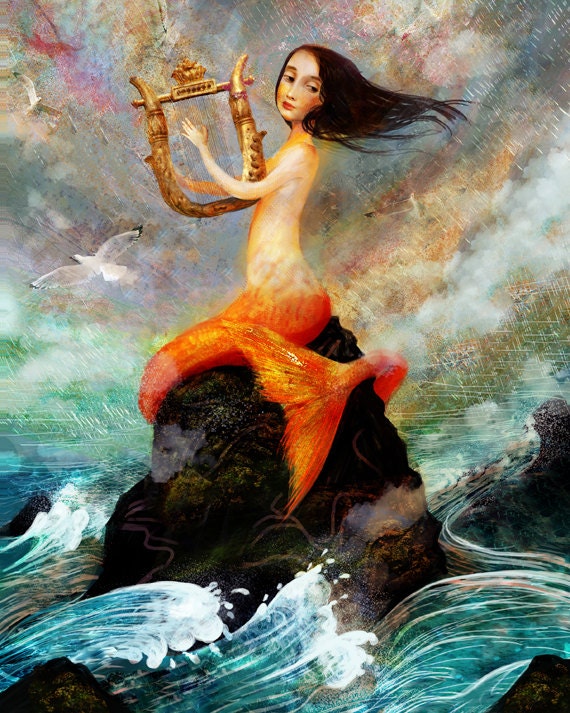 8X10 The Siren The Mermaid  - Lisa Falzon print