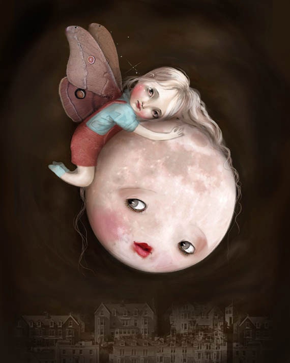 8X10 The Moth and the Moon - Lisa Falzon