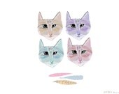 Feather cat postcard