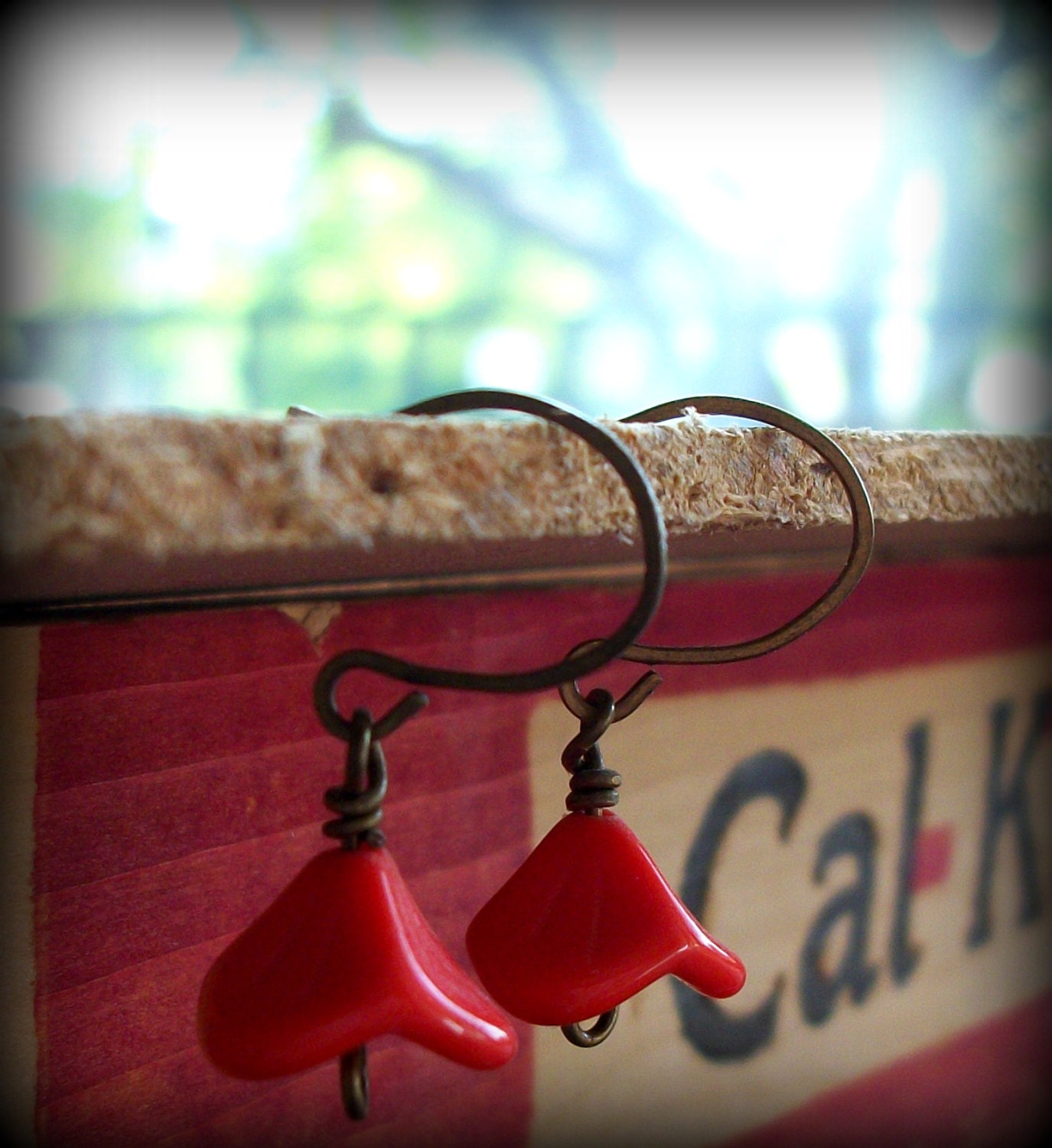 Bell Flower Earrings in Redish Orange