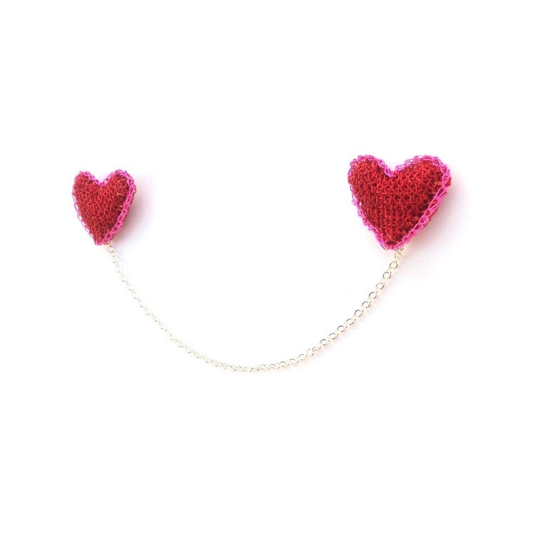 Hearts double brooch