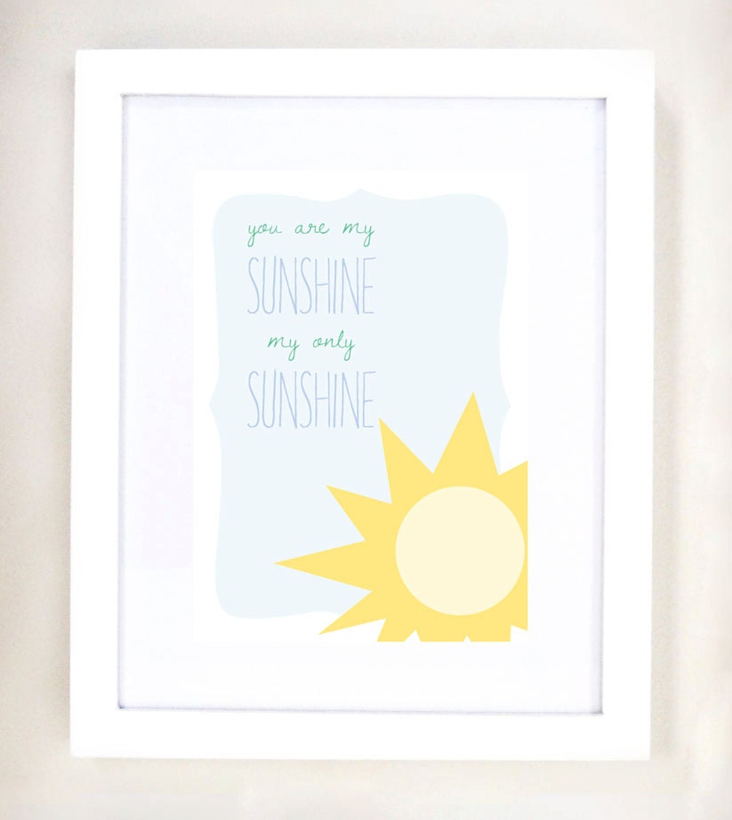You Are My Sunshine Collection of Four 5x7 Prints - Children's Nursery Rhyme Art in Customizable Colors
