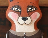 Primitive, Hand-Painted Red Fox Anthropomorphic Folk Art Doll -- Original One of a Kind