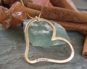 Golden Open Heart....hand stamped personalized Heart Eternity necklace