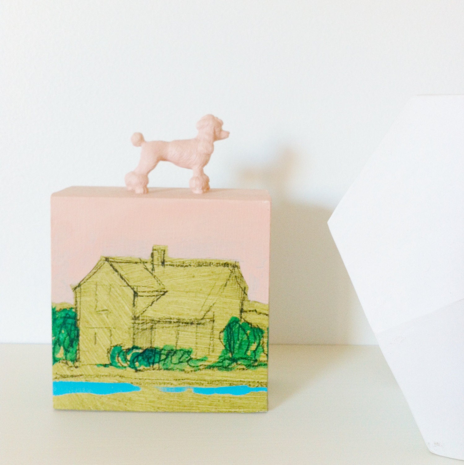 Small landscape painting with its very own doggie