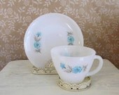 Vintage Fire King Batchelor Button Pattern  by Anchor Hocking Tea Cup and Saucer