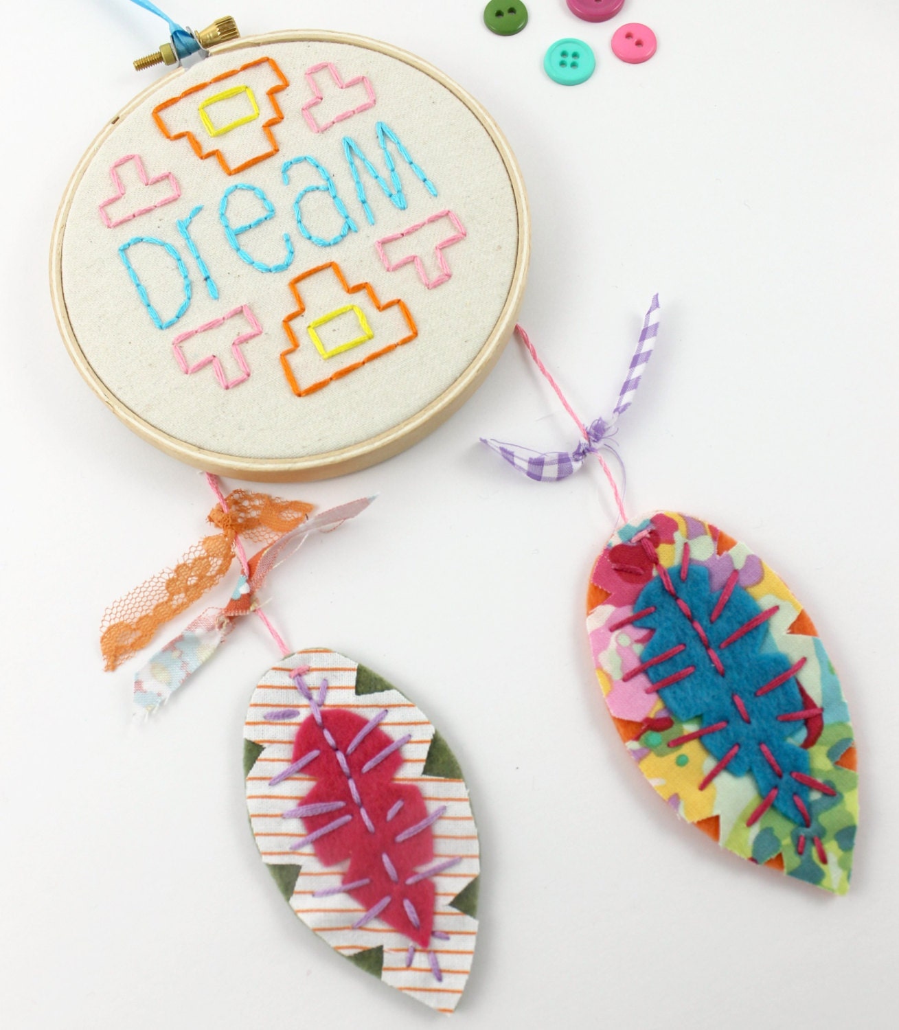 Dreamcatcher Dream Word Inspiration Embroidery Hoop Feather Nursery Art