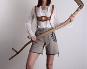 Vintage Lederhosen . Harness . Suede Shorts . German . Austrian