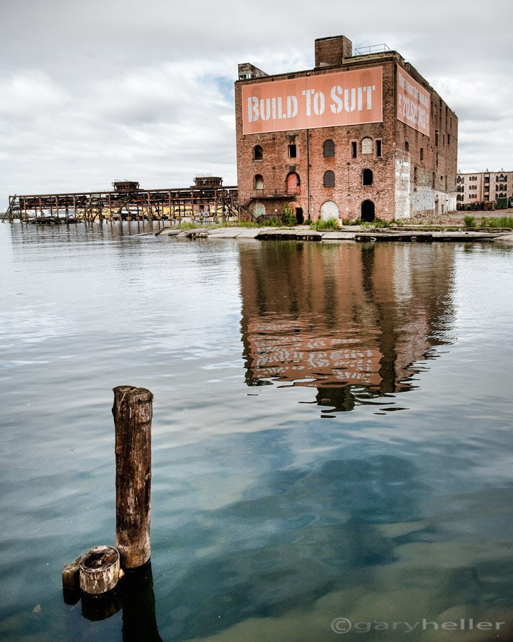 Build to Suit - Industrial, Old Building, Art Photography, Color Print, Water Reflections, Abandoned, Free Shipping