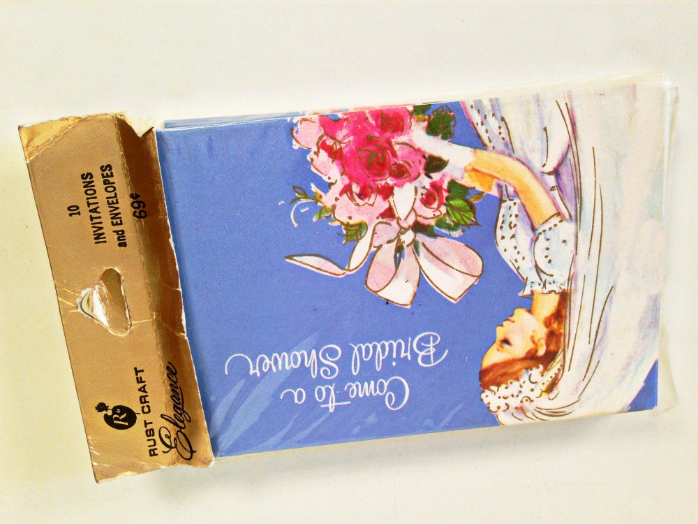 vintage bridal shower invitations - set of 10 with envelopes