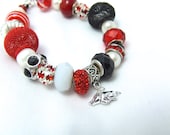 Arkansas Razorbacks Pandora-Style Bracelet - Freshwater Pearls, Crystals, European Beads