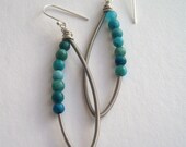 Guitar String Earrings - Upcycled Silver Guitar Strings and Turquoise Jasper
