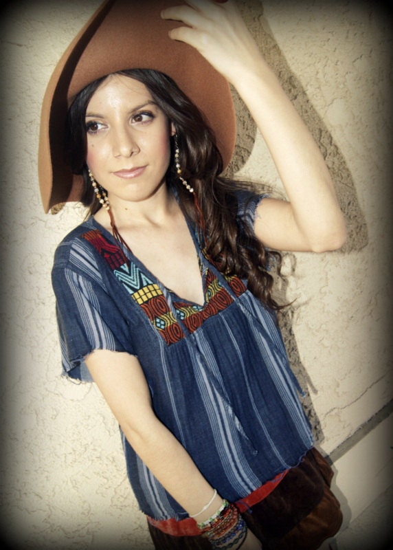 LOVE Hippie Vintage, Ethnic, Mexican, Embroidered, Top, Blouse, Tunic