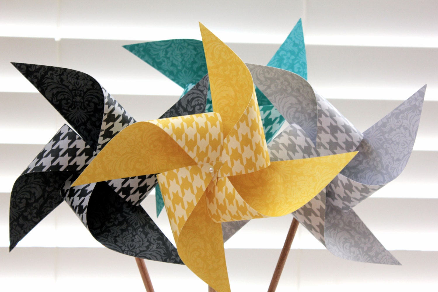 Pinwheels HOUNDSTOOTH Set YOU PICK Large Wedding Pinwheels